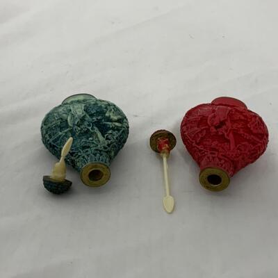 [221] VINTAGE | Two Carved Style Snuff Bottles