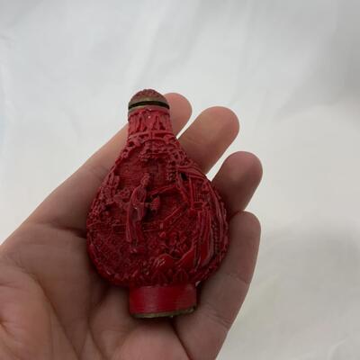 [221] VINTAGE | Two Carved Style Snuff Bottles