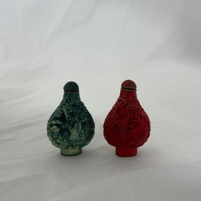[221] VINTAGE | Two Carved Style Snuff Bottles