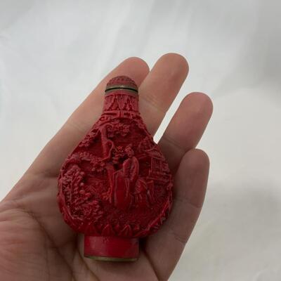 [221] VINTAGE | Two Carved Style Snuff Bottles