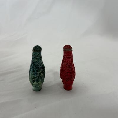 [221] VINTAGE | Two Carved Style Snuff Bottles