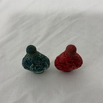 [221] VINTAGE | Two Carved Style Snuff Bottles
