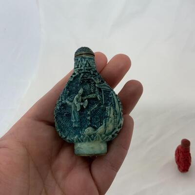 [221] VINTAGE | Two Carved Style Snuff Bottles