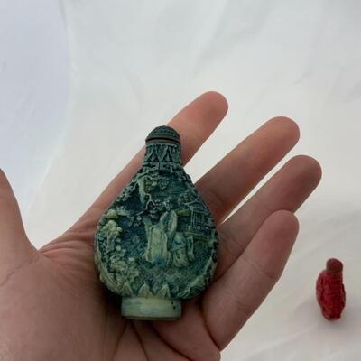 [221] VINTAGE | Two Carved Style Snuff Bottles