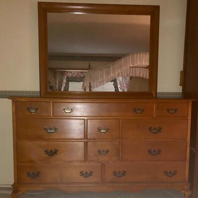 Antique vintage wood dresser with mirror