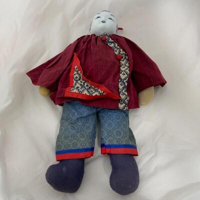 [226] VINTAGE | 18â€ Ceremonial Chinese Doll | Porcelain Head | Soft Body