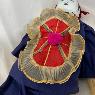 [227] VINTAGE | 25â€ Ceremonial Chinese Doll | Porcelain Head | Soft Body