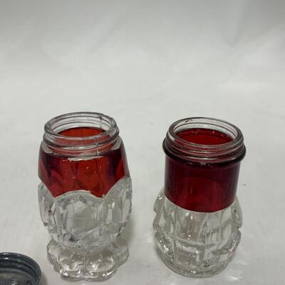 [231] ANTIQUE | Ruby Flash Salt & Pepper Shakers
