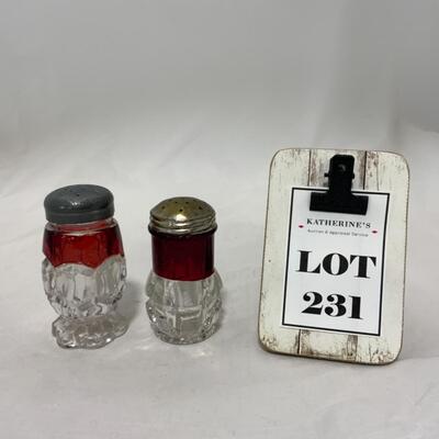 [231] ANTIQUE | Ruby Flash Salt & Pepper Shakers