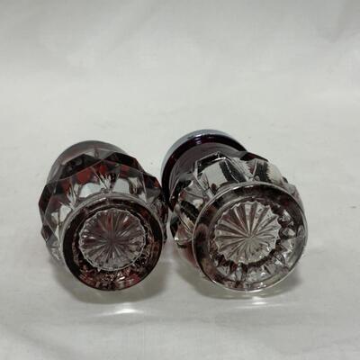 [233] ANTIQUE | Ruby Flash Shakers | Etched Glass