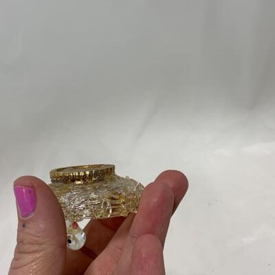 [240] VINTAGE | Tiny Glass Bird | Nest with Eggs 