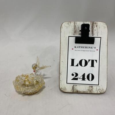 [240] VINTAGE | Tiny Glass Bird | Nest with Eggs 