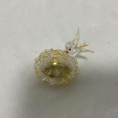 [240] VINTAGE | Tiny Glass Bird | Nest with Eggs 