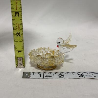 [240] VINTAGE | Tiny Glass Bird | Nest with Eggs 