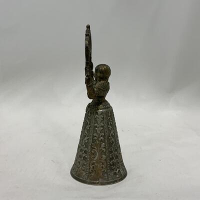 [241] ANTIQUE | Figural Woman Bell | Two Finger Handle