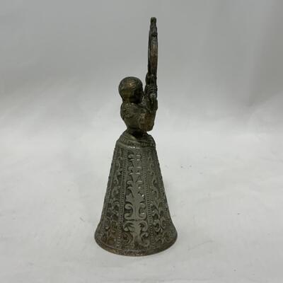 [241] ANTIQUE | Figural Woman Bell | Two Finger Handle