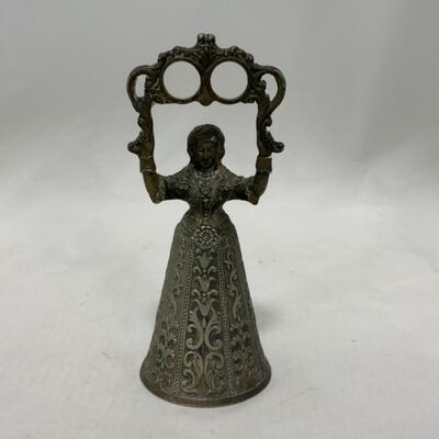 [241] ANTIQUE | Figural Woman Bell | Two Finger Handle