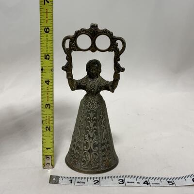 [241] ANTIQUE | Figural Woman Bell | Two Finger Handle
