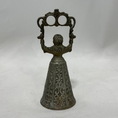 [241] ANTIQUE | Figural Woman Bell | Two Finger Handle