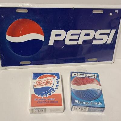 Pepsi Vanity Plate and 2 Packs Playing Cards  -Item# 331