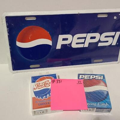 Pepsi Vanity Plate and 2 Packs Playing Cards  -Item# 331