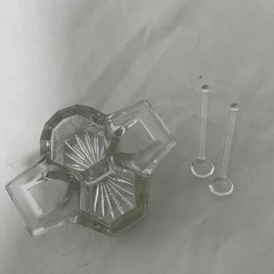 [247] ANTIQUE | Double Handled Salt Cellar | Dip | Spoons