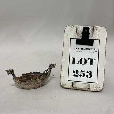 [253] VINTAGE | Nordic Langskip Boat | Salt Dip | Silver Spoon | Cellar