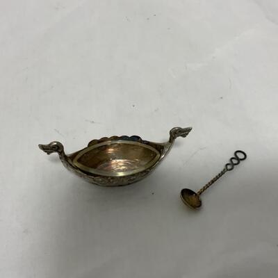 [253] VINTAGE | Nordic Langskip Boat | Salt Dip | Silver Spoon | Cellar