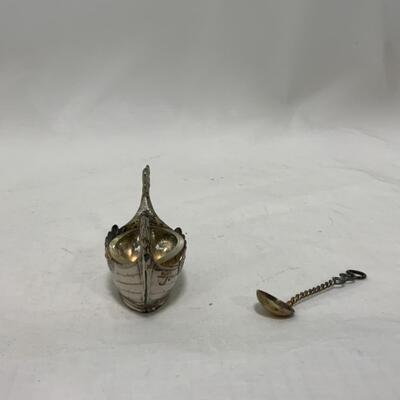 [253] VINTAGE | Nordic Langskip Boat | Salt Dip | Silver Spoon | Cellar