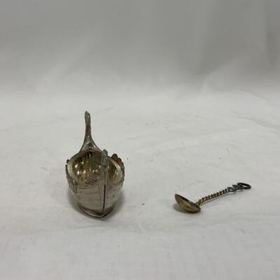 [253] VINTAGE | Nordic Langskip Boat | Salt Dip | Silver Spoon | Cellar
