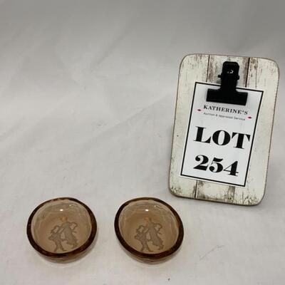 [254] VINTAGE | Two Flat Salt Dips | Silhouette Design