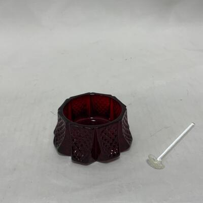 [255] VINTAGE | Pressed Ruby Glass | Salt Dip | Cellar