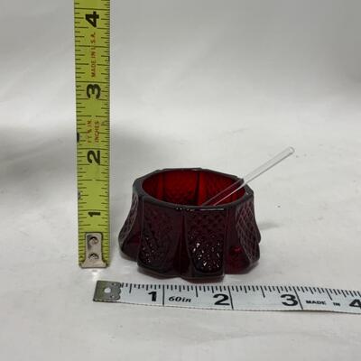 [255] VINTAGE | Pressed Ruby Glass | Salt Dip | Cellar