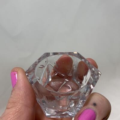 [256] VINTAGE | Four Clear Glass Salt Dips | Spoons