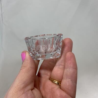 [256] VINTAGE | Four Clear Glass Salt Dips | Spoons