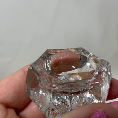 [256] VINTAGE | Four Clear Glass Salt Dips | Spoons