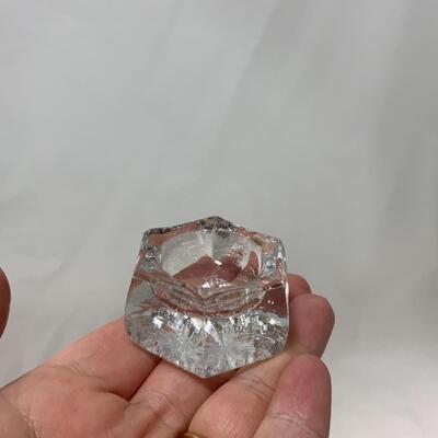 [256] VINTAGE | Four Clear Glass Salt Dips | Spoons