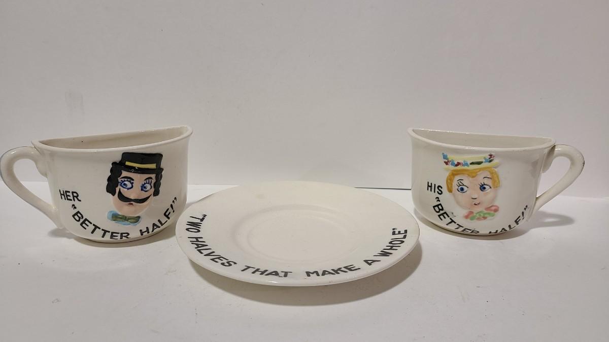 His/Hers Half Tea Cups Item 339B