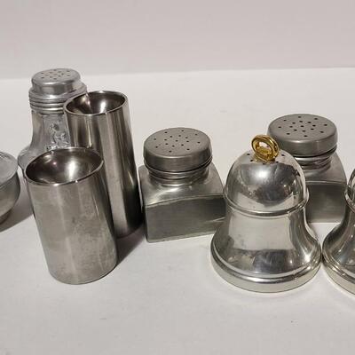 Pewter and Aluminum Salt+Pepper Shakers -Item# 641