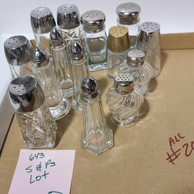 Glass Salt+Pepper Shakers -Item# 643