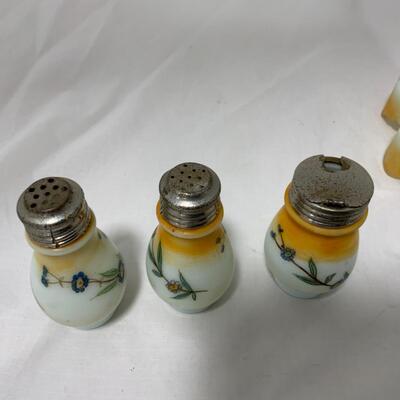 [264] ANTIQUE | Hand Painted | Milk Glass Condiment Set