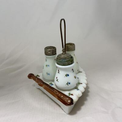 [268] ANTIQUE | 1890 | Dithridge | Scalloped Fan Condiment Set