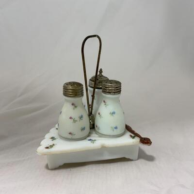 [268] ANTIQUE | 1890 | Dithridge | Scalloped Fan Condiment Set