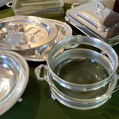 Lot 299  Group of Silver Plate Table Top Serving Ware