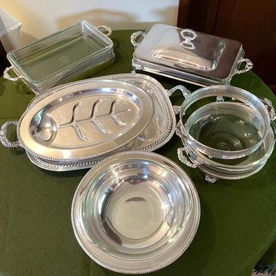Lot 299  Group of Silver Plate Table Top Serving Ware