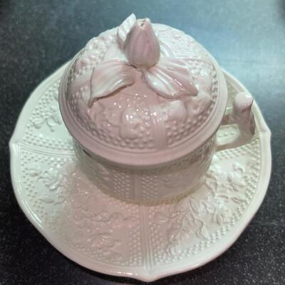 Lot 307 Set 10 Covered Cups & Saucers Pot de Creme Made in Italy Mottahedeh