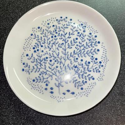 Lot 309 Dessert Set Porsgrund China Blue White Flowers 24pc Norway Plates Cups Saucers