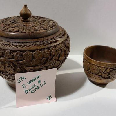 2 Wooden Bowls -Item# 678