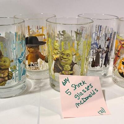 5 McDonalds Shrek Glasses -Item# 684
