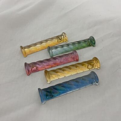[273] FIVE Iridescent Multi-Colored Knife Rests | Made in Hungary